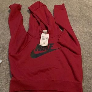 burgundy nike cropped hoodie